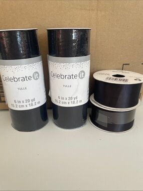 Celebrate It Black Tulle & Ribbon Bundle - Decorative Party Trim